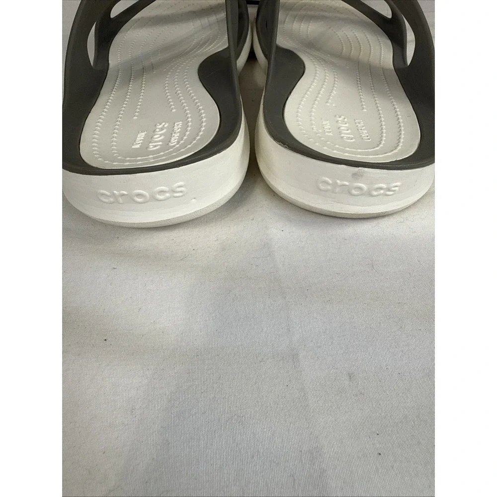 Crocs Women's Strappy Slip-On Sandals White & Gray US 10 Synthetic Upper Logo